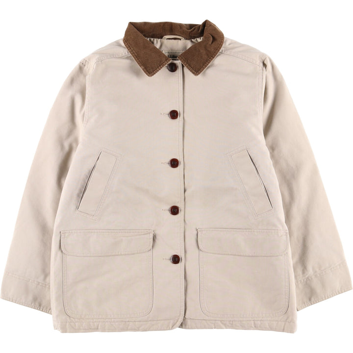 90'S LLBean padded coverall, women's size M, vintage corduroy collar cotton Beige type Vintage Second Hand