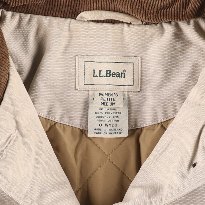 90'S LLBean padded coverall, women's size M, vintage corduroy collar cotton Beige type Vintage Second Hand