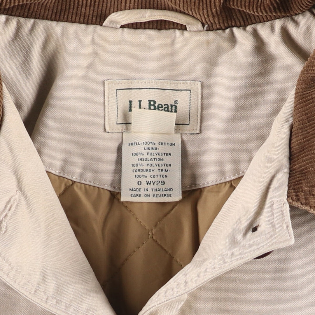 90'S LLBean padded coverall, women's size M, vintage corduroy collar cotton Beige type Vintage Second Hand