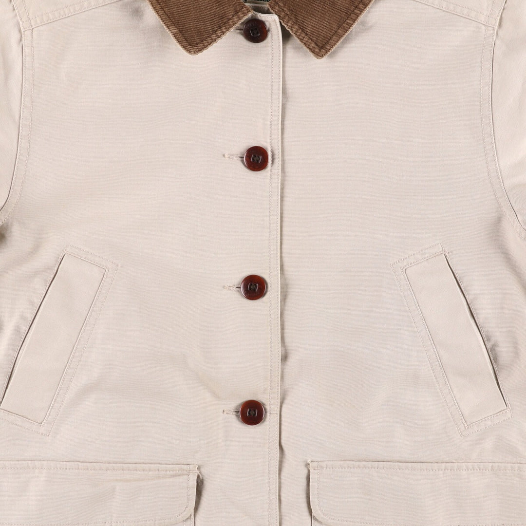 90'S LLBean padded coverall, women's size M, vintage corduroy collar cotton Beige type Vintage Second Hand