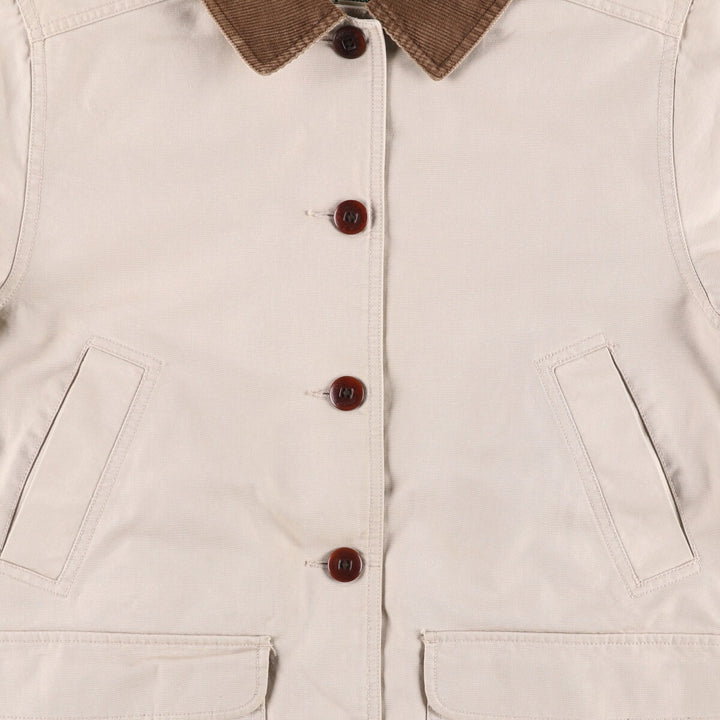 90'S LLBean padded coverall, women's size M, vintage corduroy collar cotton Beige type Vintage Second Hand