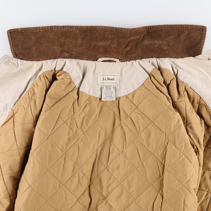 90'S LLBean padded coverall, women's size M, vintage corduroy collar cotton Beige type Vintage Second Hand