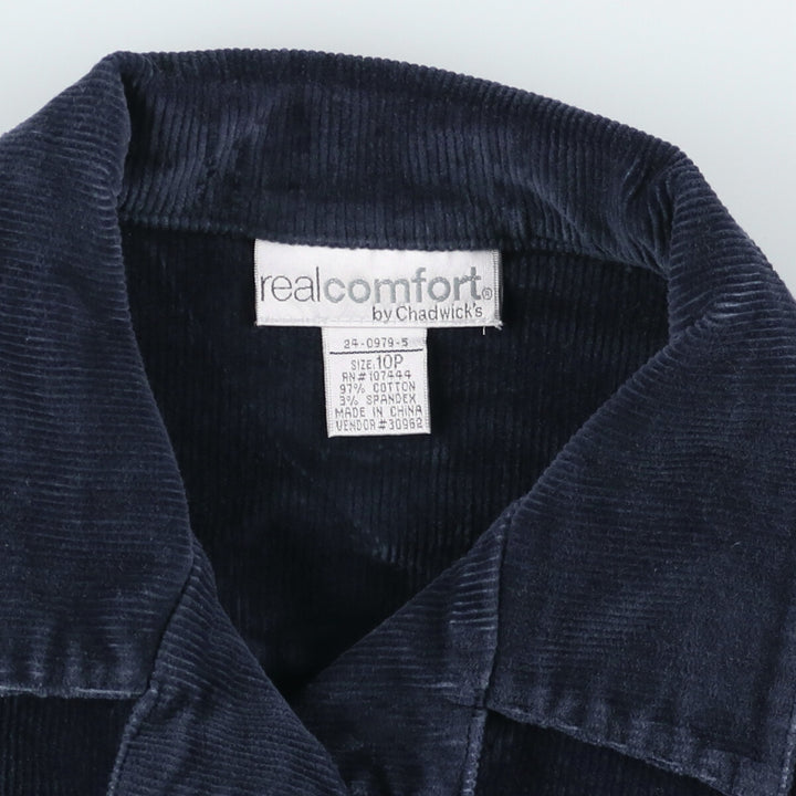 90'S Chadwick's RealComfort Corduroy Jacket, Women's Size Medium, Vintage cotton navy blue type Vintage Second Hand