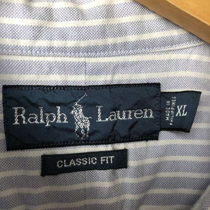 Ralph Lauren Classic Fit Long Sleeve Button Down Striped Shirt Men's XL cotton blue type Vintage Second Hand