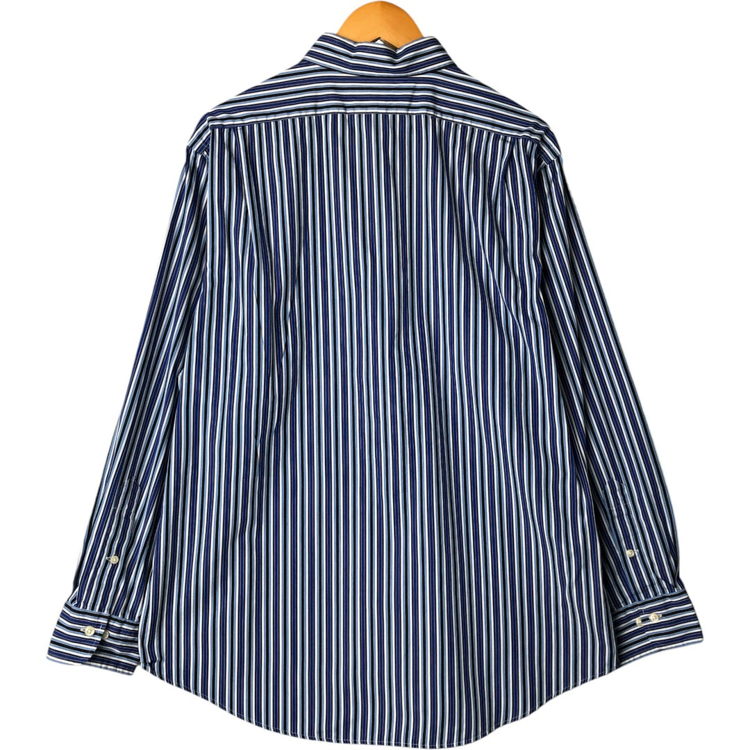 Ralph Lauren POLO by Ralph Lauren CURHAM CUSTOM FIT long-sleeved cotton striped shirt, men's size XL cotton blue type Vintage Second Hand