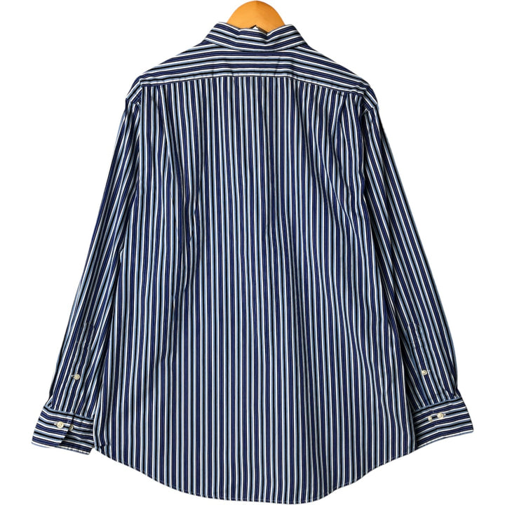 Ralph Lauren POLO by Ralph Lauren CURHAM CUSTOM FIT long-sleeved cotton striped shirt, men's size XL cotton blue type Vintage Second Hand