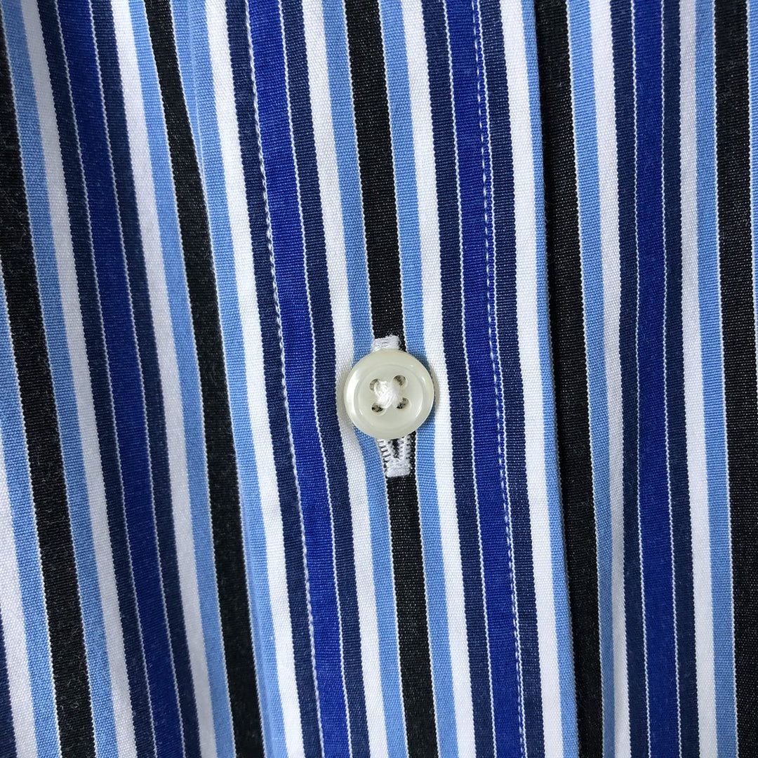 Ralph Lauren POLO by Ralph Lauren CURHAM CUSTOM FIT long-sleeved cotton striped shirt, men's size XL cotton blue type Vintage Second Hand