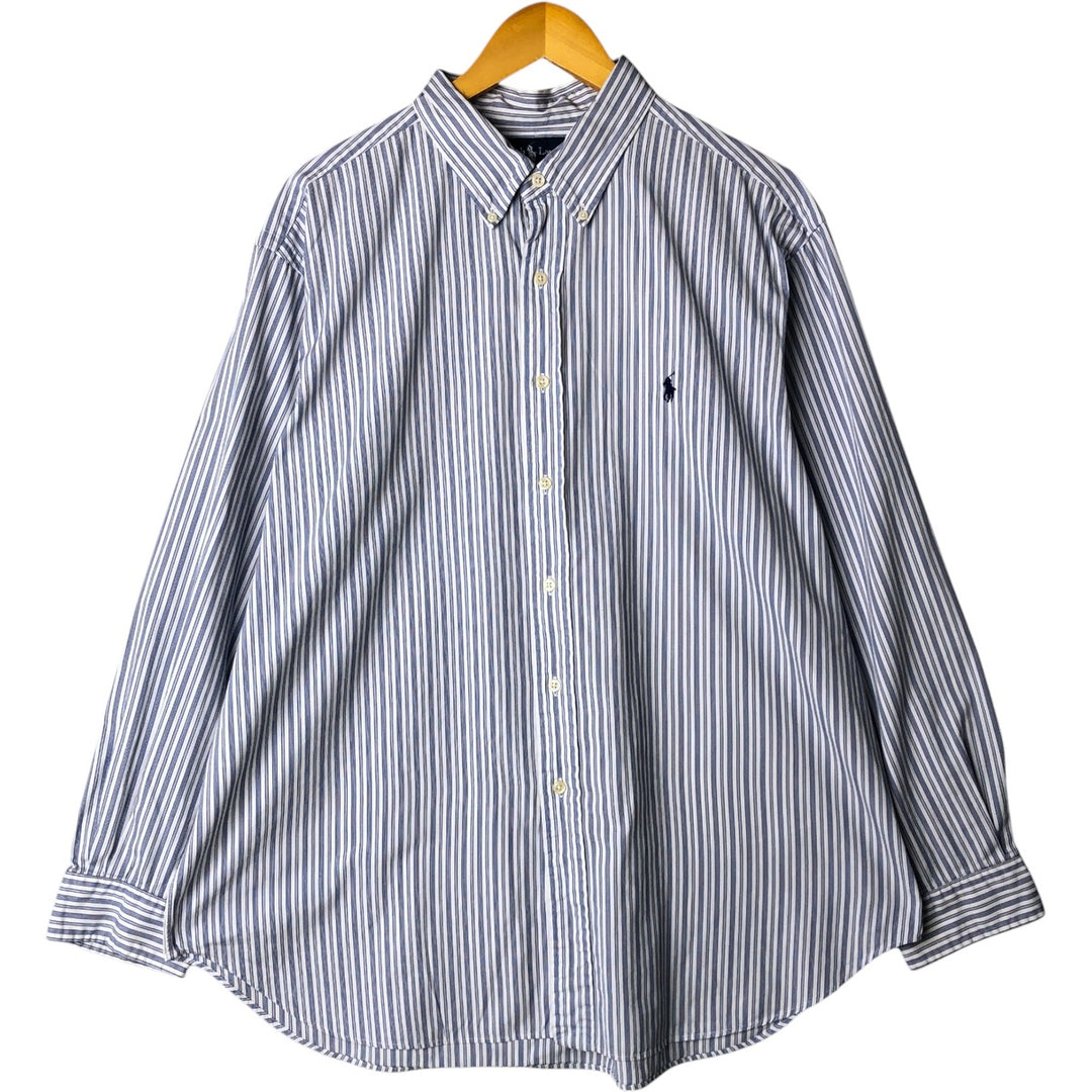 Ralph Lauren Classic Fit Long Sleeve Button Down Striped Shirt Men's XXL cotton blue type Vintage Second Hand