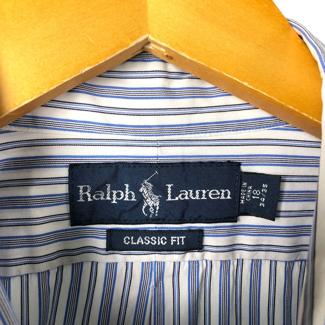 Ralph Lauren Classic Fit Long Sleeve Button Down Striped Shirt Men's XXL cotton blue type Vintage Second Hand