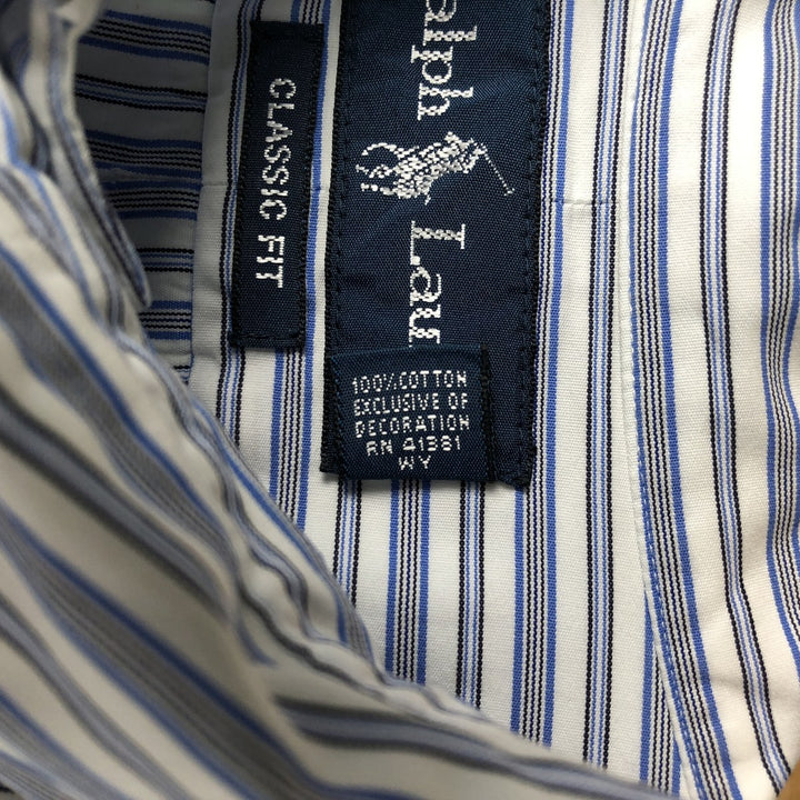 Ralph Lauren Classic Fit Long Sleeve Button Down Striped Shirt Men's XXL cotton blue type Vintage Second Hand