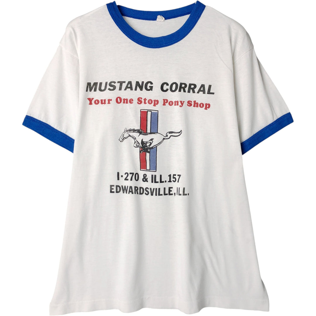 Vintage Ford Mustang Advertising Ringer T-Shirt, Men's Size Medium unclear white type Vintage Second Hand