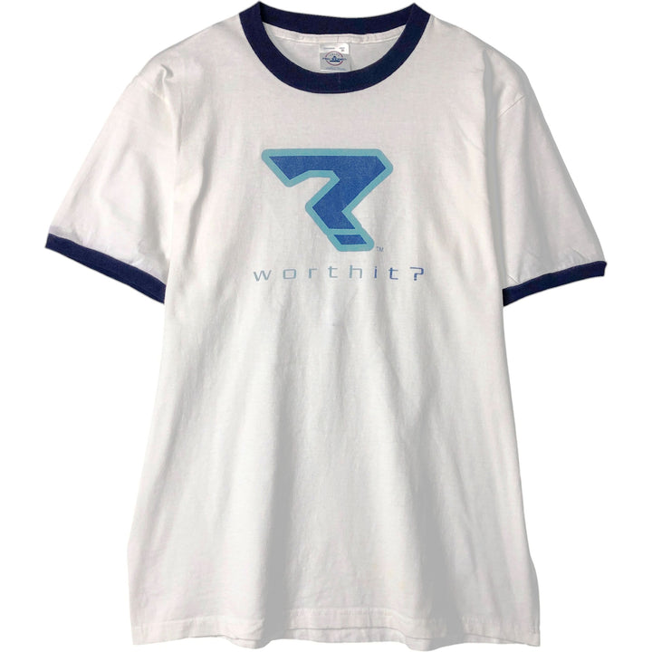 Delta DELTA Ringer T-shirt, Men's Size Medium cotton white type Vintage Second Hand