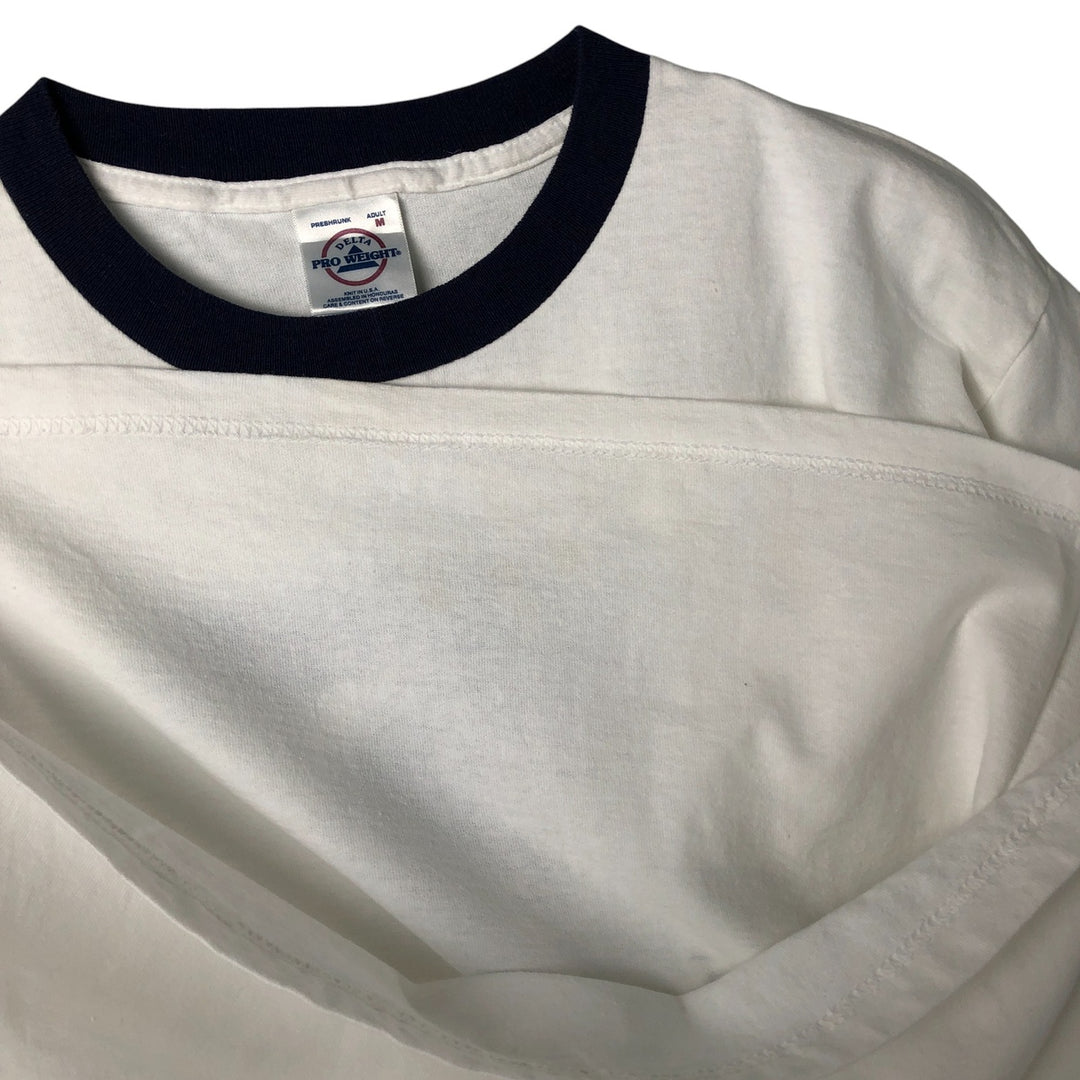 Delta DELTA Ringer T-shirt, Men's Size Medium cotton white type Vintage Second Hand