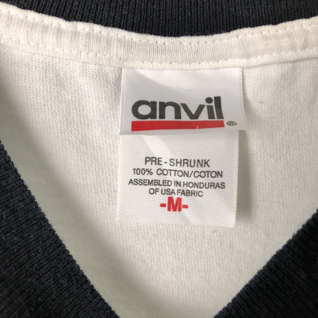 Anvil Ringer T-shirt, Men's M size cotton white type Vintage Second Hand