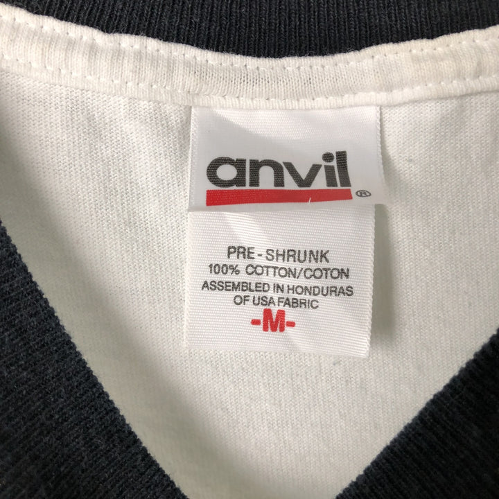 Anvil Ringer T-shirt, Men's M size cotton white type Vintage Second Hand