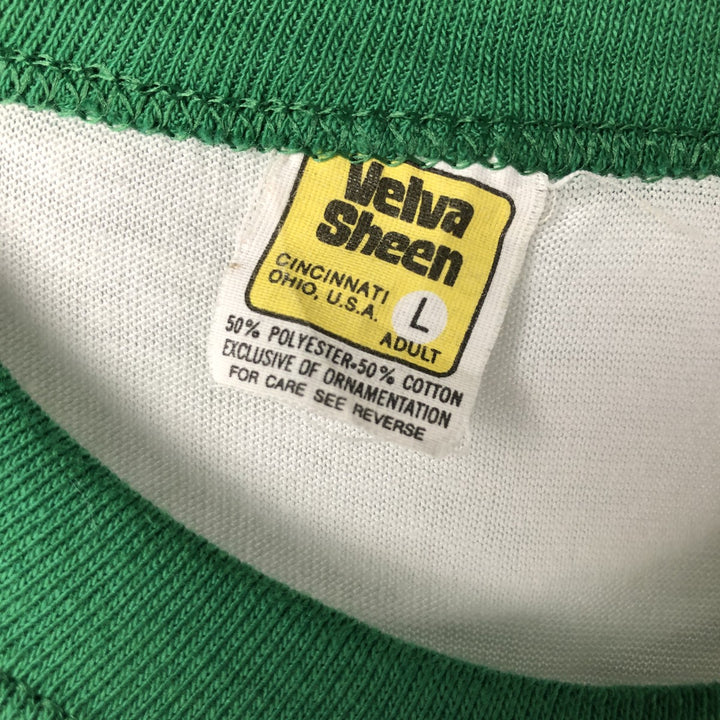 Vintage 1980'S Velva Sheen Ringer T-shirt, Made in USA, Men's Size L polyester white type Vintage Second Hand