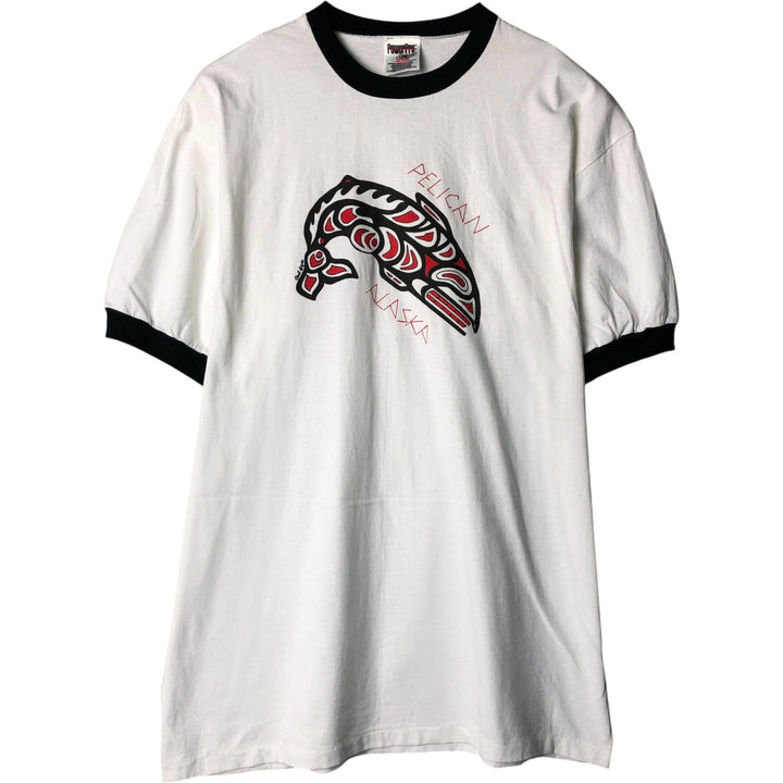 90'S ONEITA PowerPro Souvenir Ringer T-Shirt, Men's XL, Vintage cotton white type Vintage Second Hand