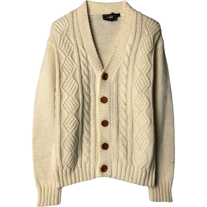 1166COLLECTION Cable Knit Acrylic Knit Cardigan, Women's Size M acrylic pale white type Vintage Second Hand