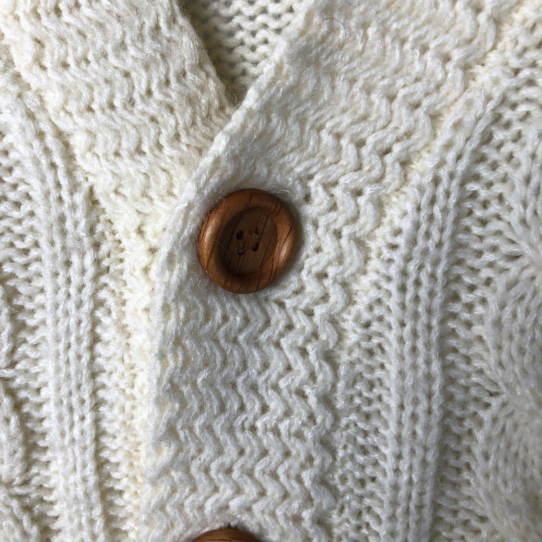 1166COLLECTION Cable Knit Acrylic Knit Cardigan, Women's Size M acrylic pale white type Vintage Second Hand