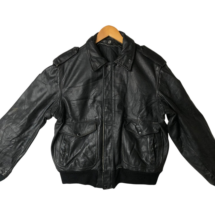 Vintage SCHOTT A-2 Leather Flight Jacket, Men's Size L unclear black type Vintage Second Hand
