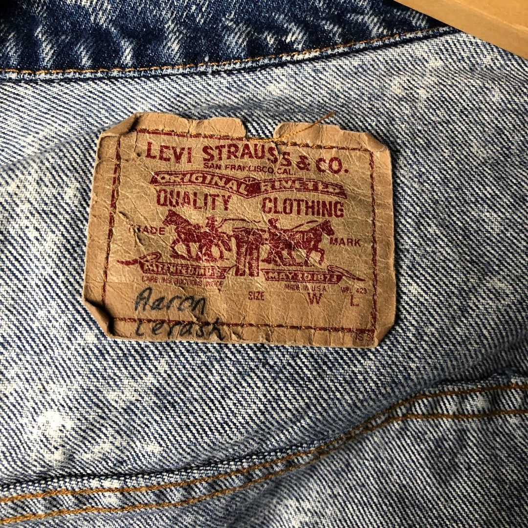 90'S Levi's 57508-0208 Chemical Wash Denim Jacket, Made in USA, Women's Size Medium, Vintage cotton blue type Vintage Second Hand