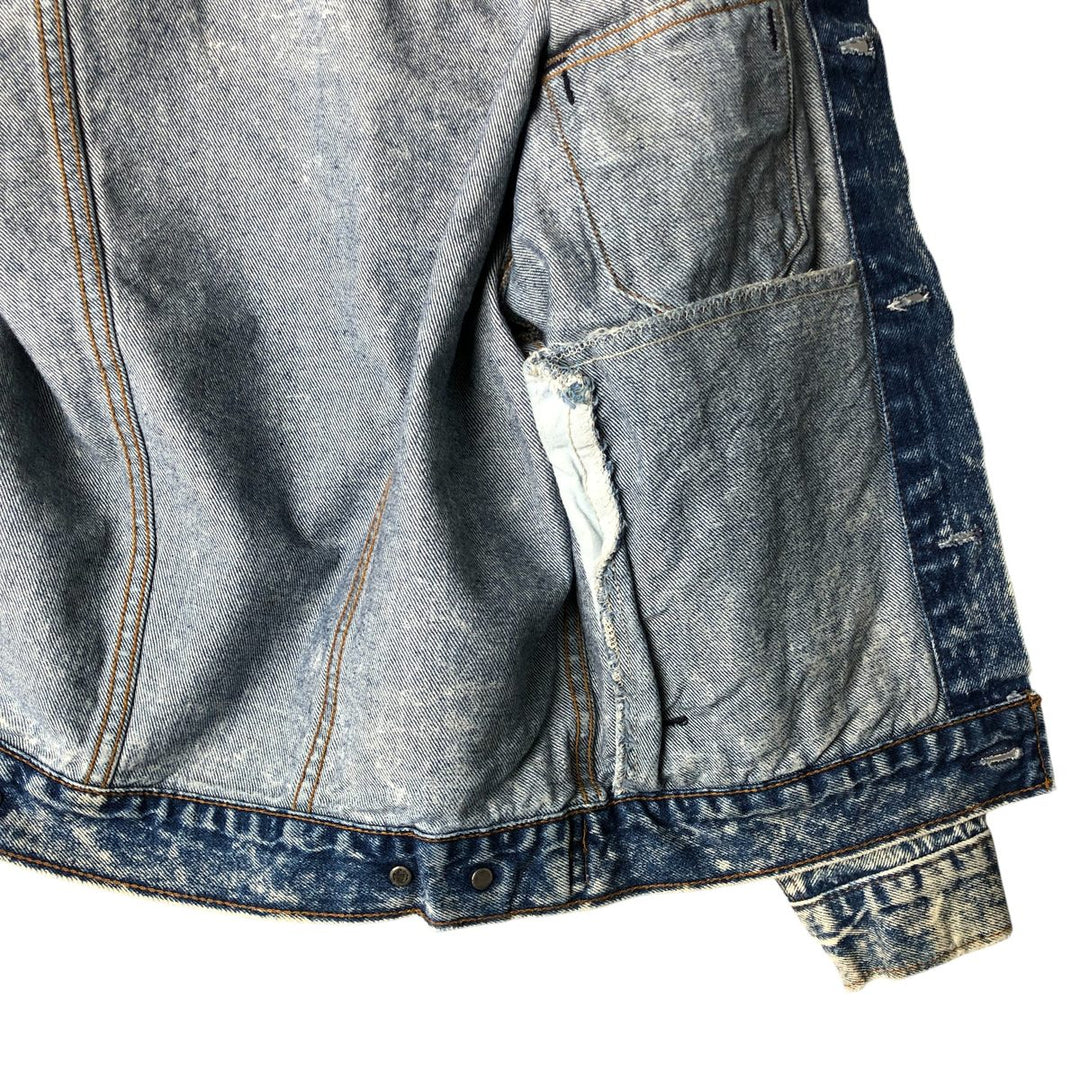 90'S Levi's 57508-0208 Chemical Wash Denim Jacket, Made in USA, Women's Size Medium, Vintage cotton blue type Vintage Second Hand