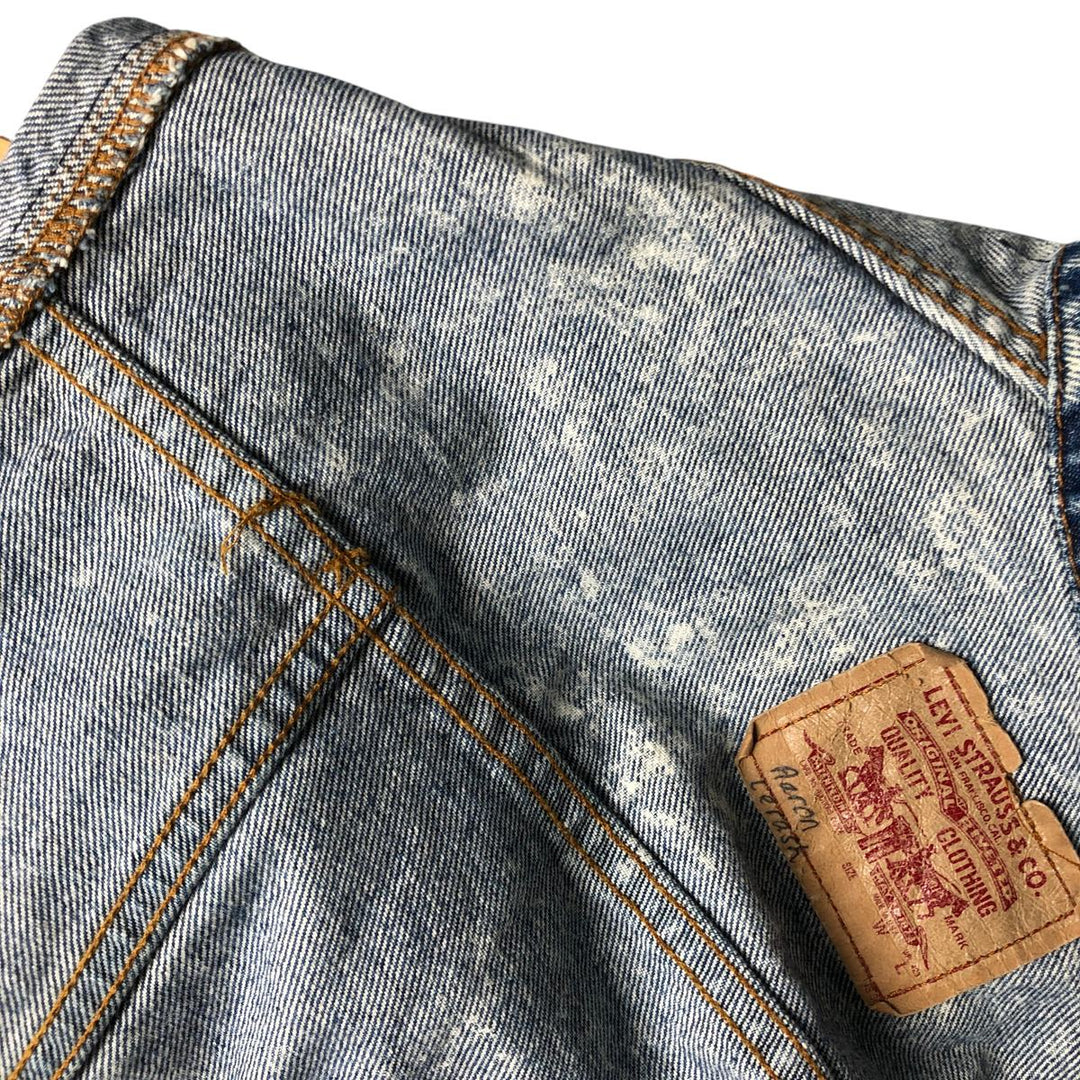 90'S Levi's 57508-0208 Chemical Wash Denim Jacket, Made in USA, Women's Size Medium, Vintage cotton blue type Vintage Second Hand