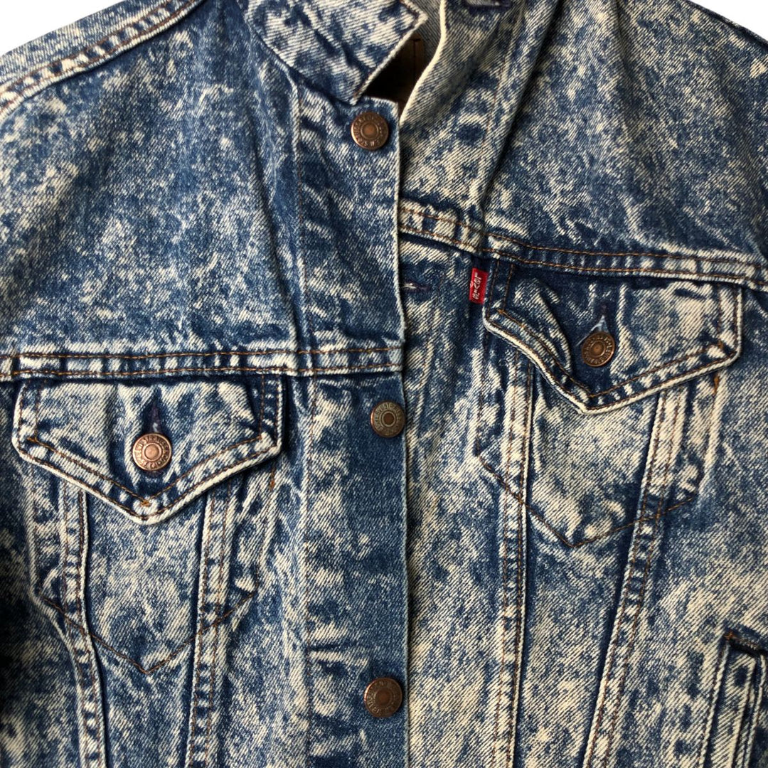 90'S Levi's 57508-0208 Chemical Wash Denim Jacket, Made in USA, Women's Size Medium, Vintage cotton blue type Vintage Second Hand