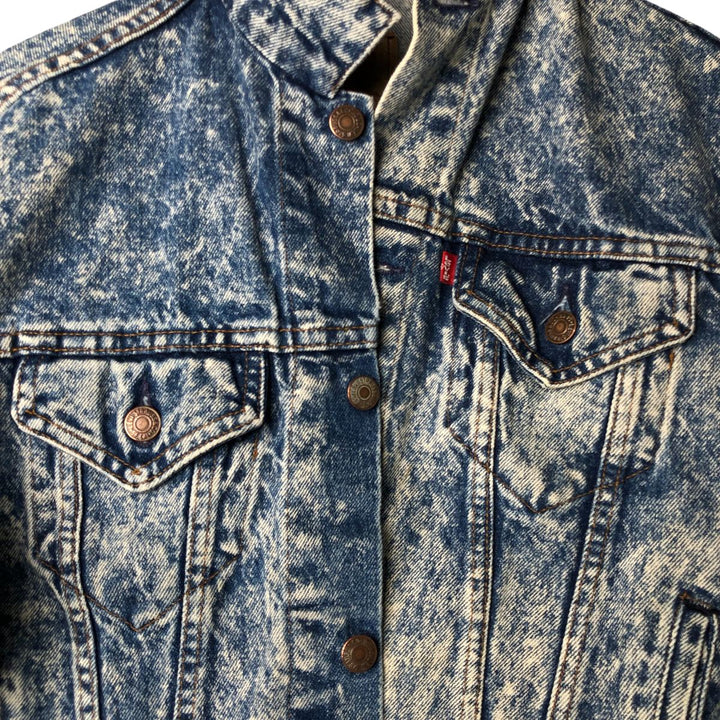 90'S Levi's 57508-0208 Chemical Wash Denim Jacket, Made in USA, Women's Size Medium, Vintage cotton blue type Vintage Second Hand