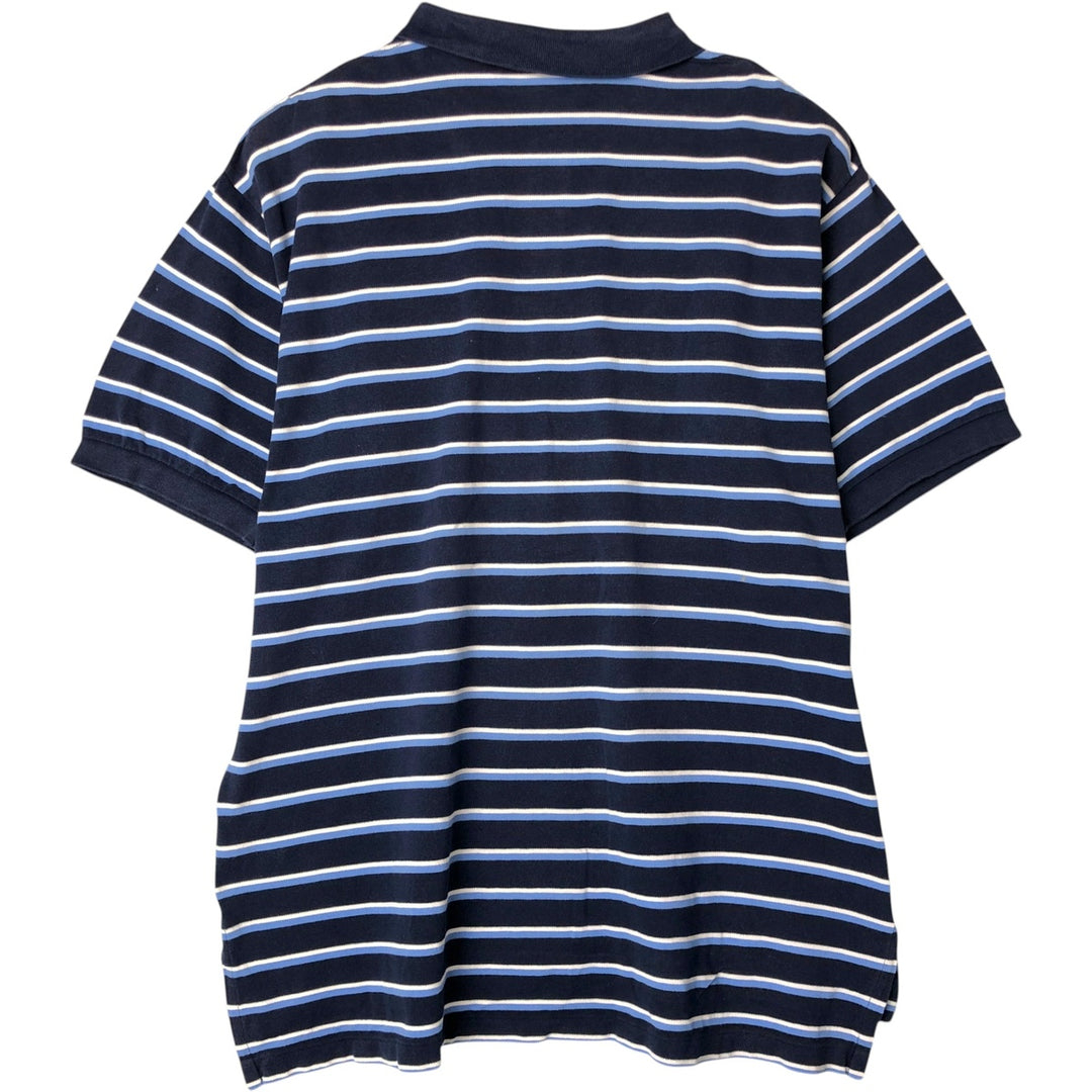 Ralph Lauren POLO by Ralph Lauren short sleeve striped polo shirt, men's XL size cotton navy blue type Vintage Second Hand
