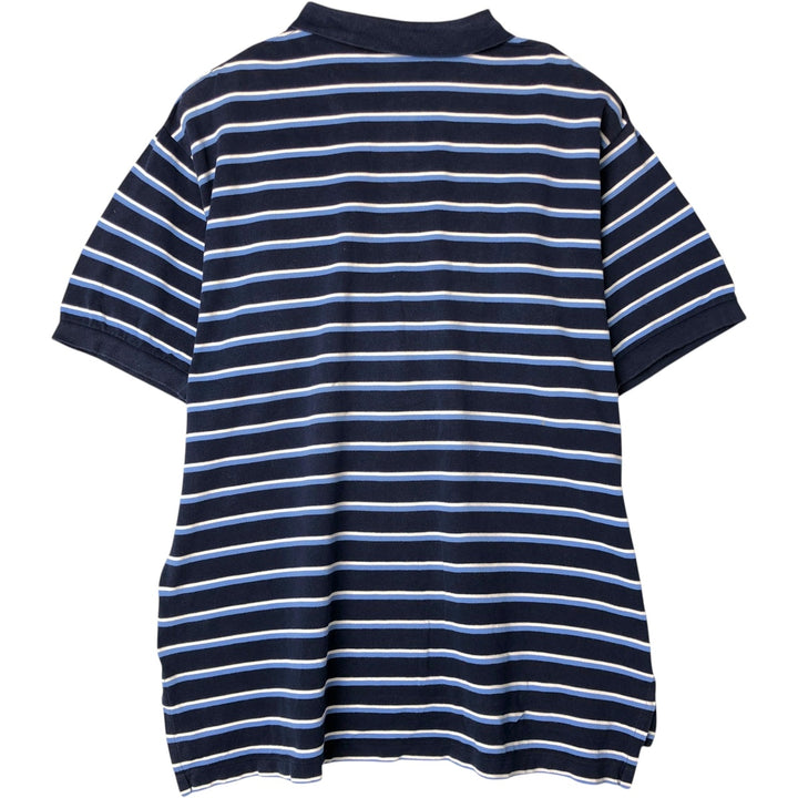 Ralph Lauren POLO by Ralph Lauren short sleeve striped polo shirt, men's XL size cotton navy blue type Vintage Second Hand