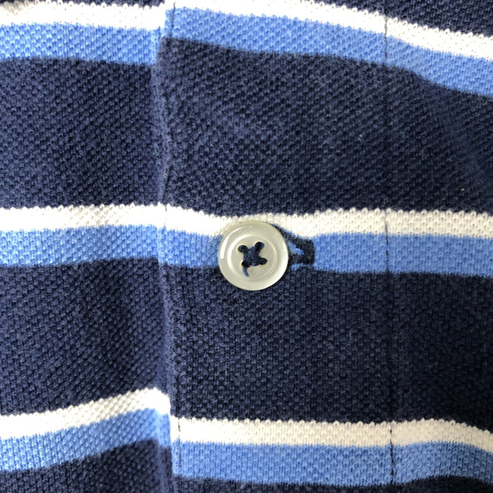 Ralph Lauren POLO by Ralph Lauren short sleeve striped polo shirt, men's XL size cotton navy blue type Vintage Second Hand