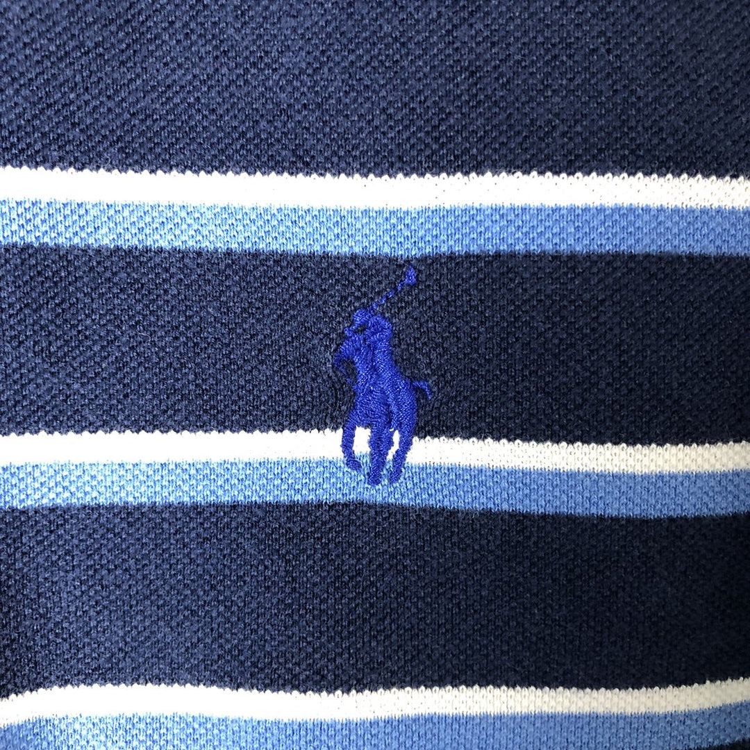 Ralph Lauren POLO by Ralph Lauren short sleeve striped polo shirt, men's XL size cotton navy blue type Vintage Second Hand