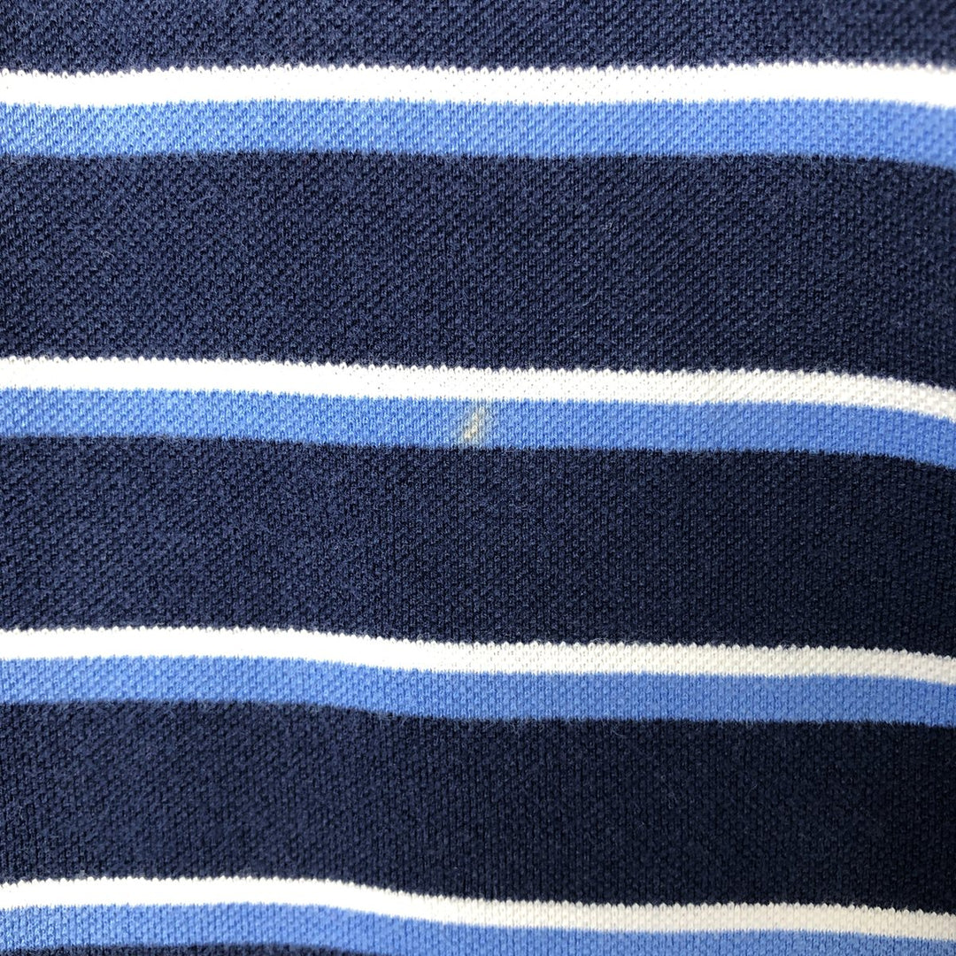 Ralph Lauren POLO by Ralph Lauren short sleeve striped polo shirt, men's XL size cotton navy blue type Vintage Second Hand