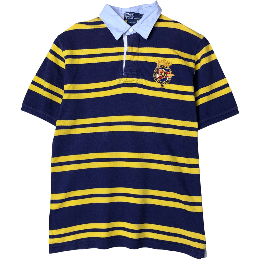 Ralph Lauren POLO by Ralph Lauren Classic Fit Striped Pattern Short Sleeve Rugby Shirt, Men's XL cotton navy blue type Vintage Second Hand