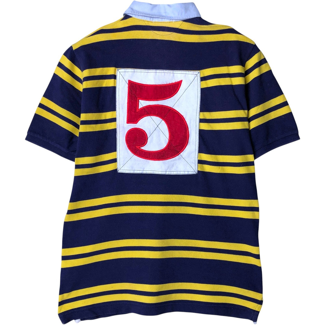 Ralph Lauren POLO by Ralph Lauren Classic Fit Striped Pattern Short Sleeve Rugby Shirt, Men's XL cotton navy blue type Vintage Second Hand