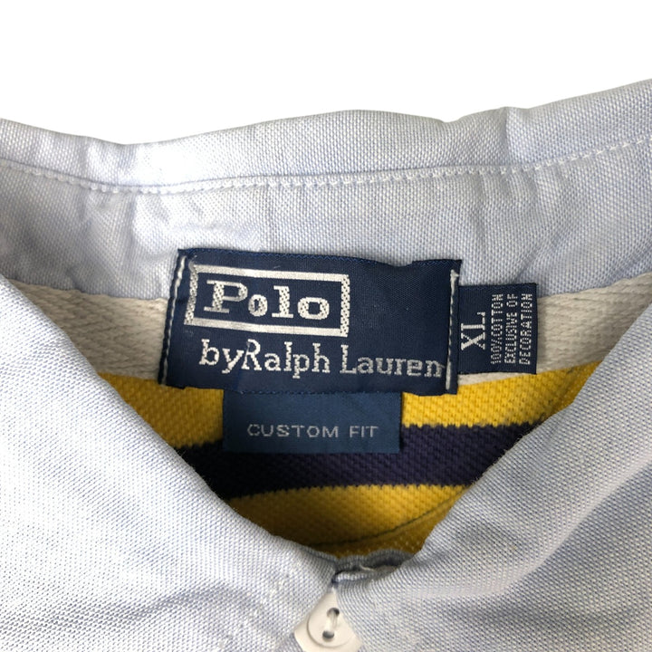 Ralph Lauren POLO by Ralph Lauren Classic Fit Striped Pattern Short Sleeve Rugby Shirt, Men's XL cotton navy blue type Vintage Second Hand