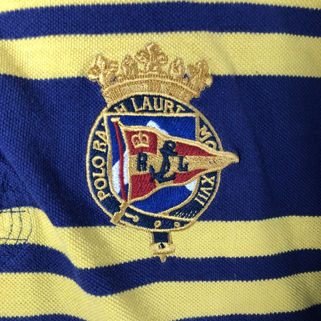 Ralph Lauren POLO by Ralph Lauren Classic Fit Striped Pattern Short Sleeve Rugby Shirt, Men's XL cotton navy blue type Vintage Second Hand