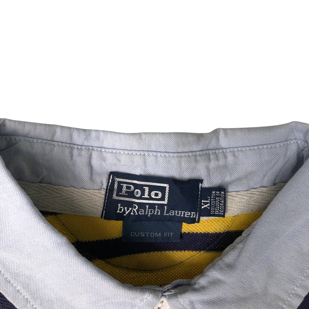 Ralph Lauren POLO by Ralph Lauren Classic Fit Striped Pattern Short Sleeve Rugby Shirt, Men's XL cotton navy blue type Vintage Second Hand