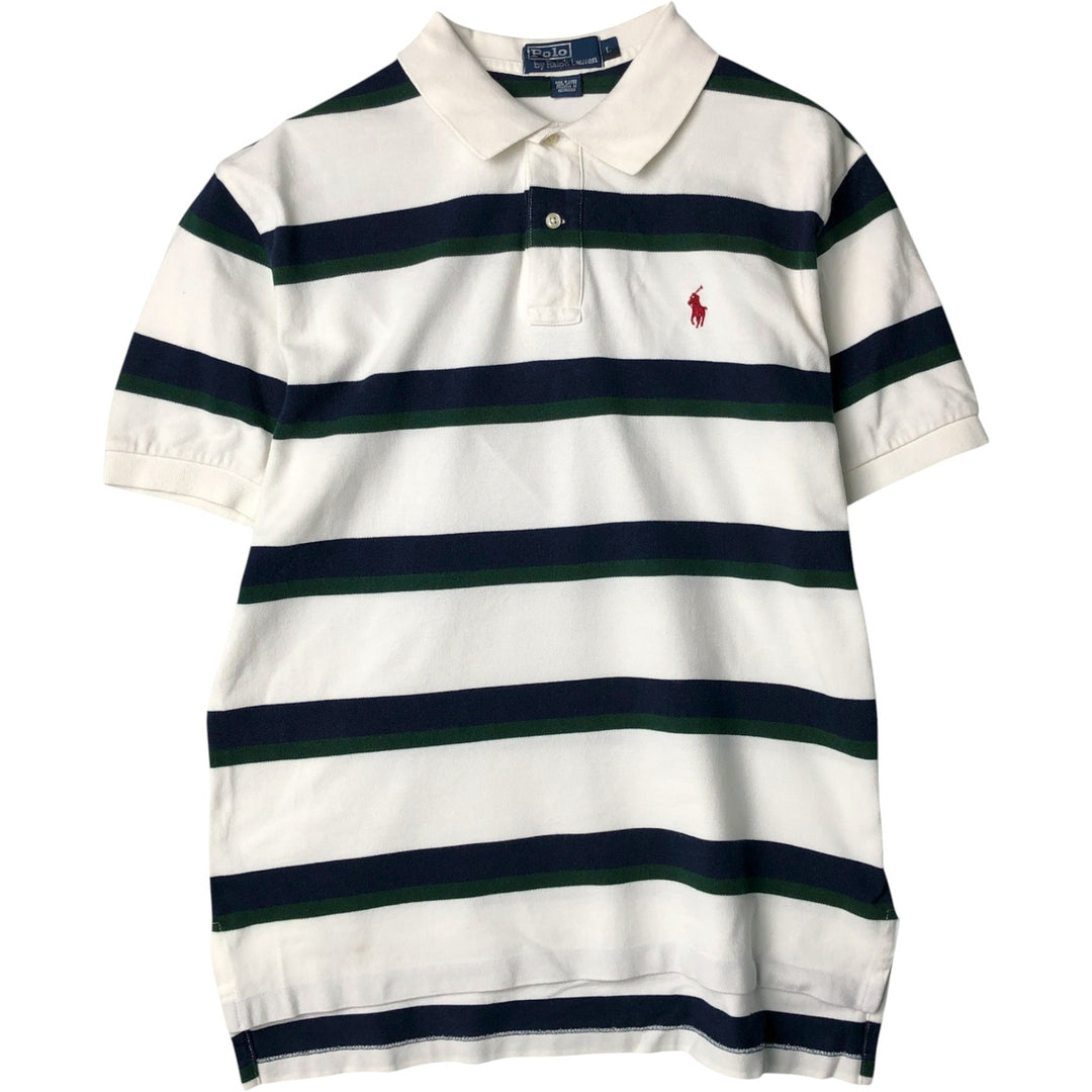 Ralph Lauren POLO by Ralph Lauren short sleeve striped polo shirt, men's size L cotton white type Vintage Second Hand