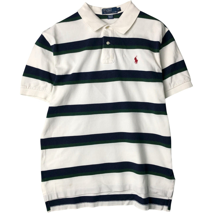 Ralph Lauren POLO by Ralph Lauren short sleeve striped polo shirt, men's size L cotton white type Vintage Second Hand