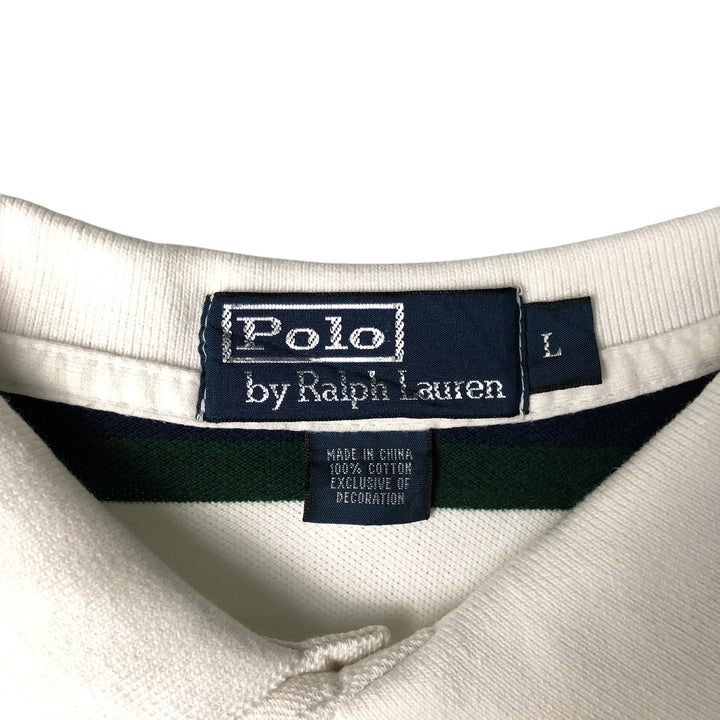 Ralph Lauren POLO by Ralph Lauren short sleeve striped polo shirt, men's size L cotton white type Vintage Second Hand