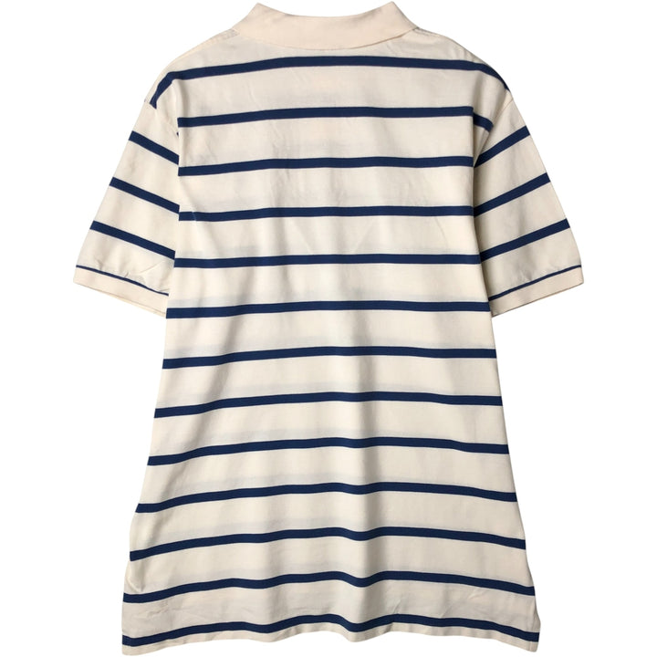 Ralph Lauren POLO by Ralph Lauren short sleeve striped polo shirt, men's XXL size cotton pale white type Vintage Second Hand