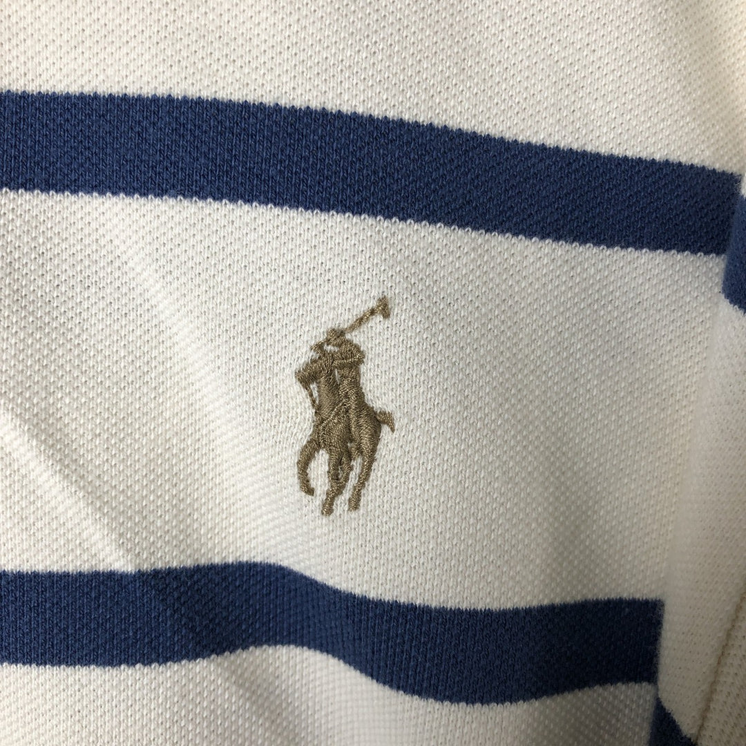 Ralph Lauren POLO by Ralph Lauren short sleeve striped polo shirt, men's XXL size cotton pale white type Vintage Second Hand