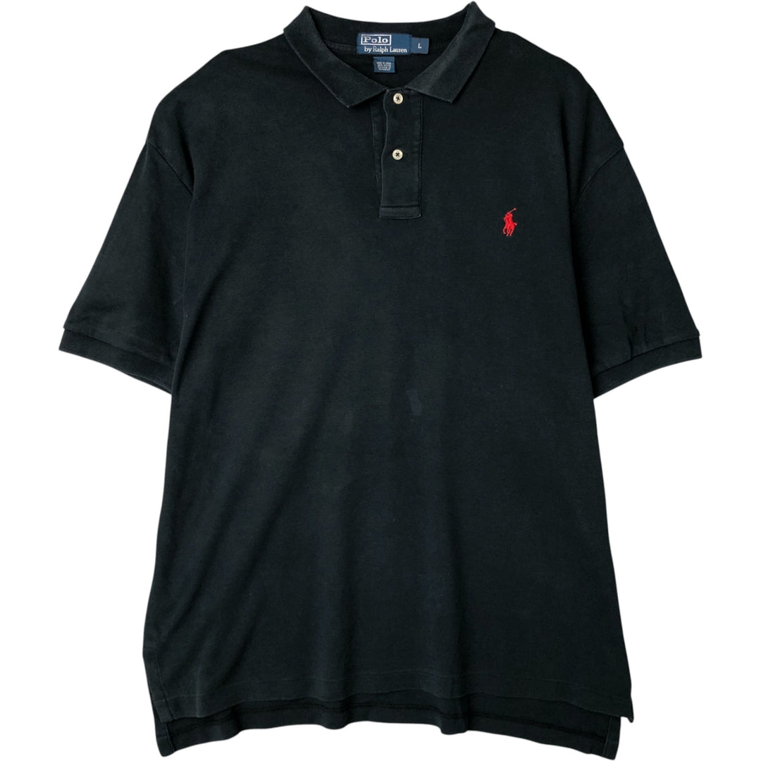 Ralph Lauren POLO by Ralph Lauren short sleeve polo shirt, men's size L cotton black type Vintage Second Hand
