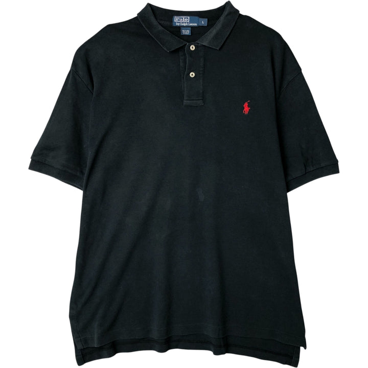 Ralph Lauren POLO by Ralph Lauren short sleeve polo shirt, men's size L cotton black type Vintage Second Hand