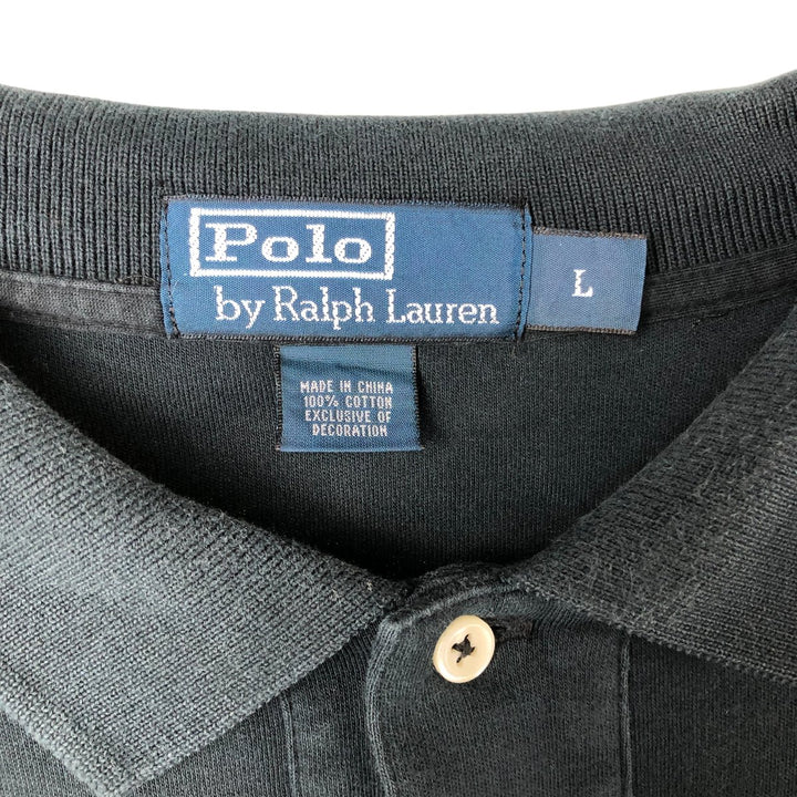 Ralph Lauren POLO by Ralph Lauren short sleeve polo shirt, men's size L cotton black type Vintage Second Hand
