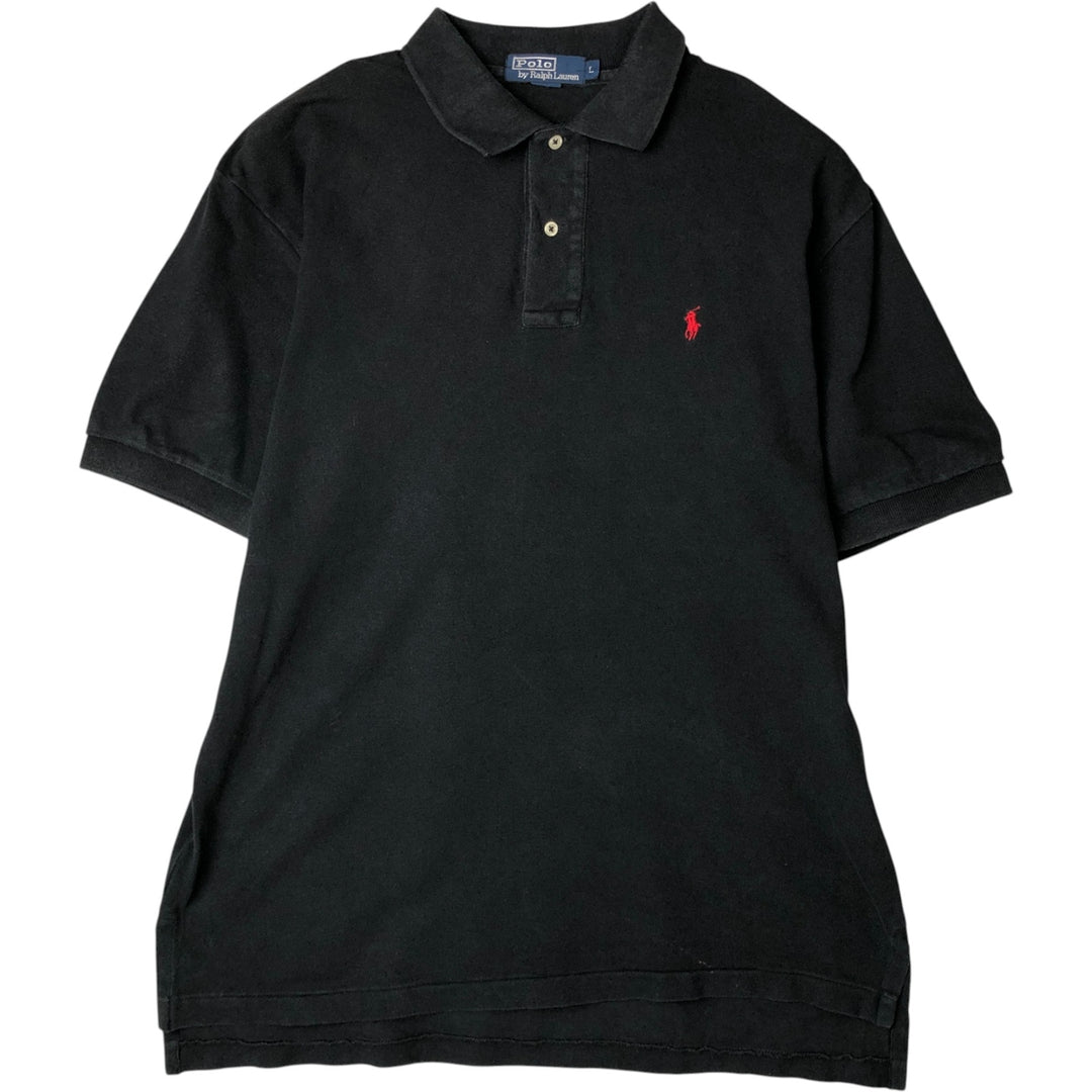 Ralph Lauren POLO by Ralph Lauren short sleeve polo shirt, men's size L cotton black type Vintage Second Hand