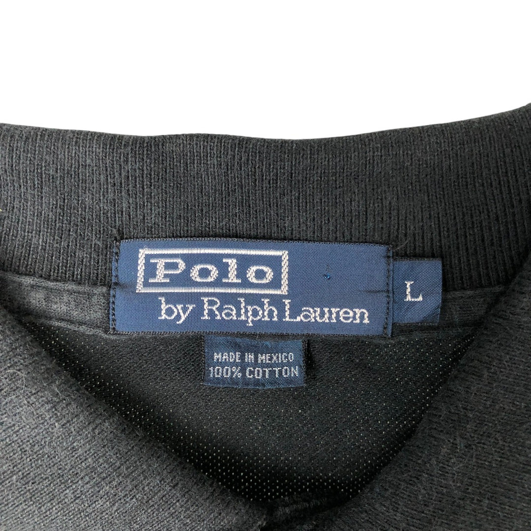 Ralph Lauren POLO by Ralph Lauren short sleeve polo shirt, men's size L cotton black type Vintage Second Hand