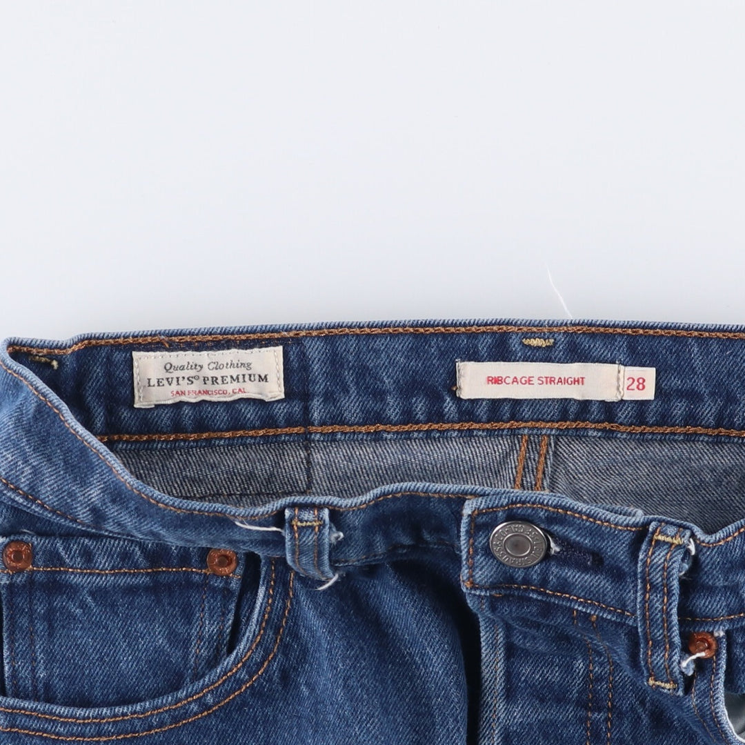 Levi's Premium Rib Cage Straight Denim Pants, Women's Size L (W27) cotton blue type Vintage Second Hand